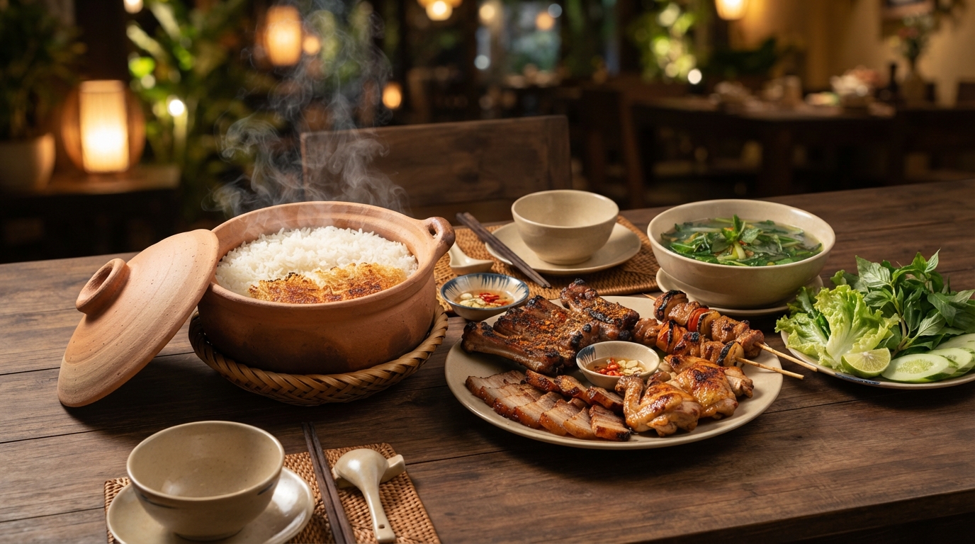 Sự giao thoa hoàn hảo giữa ẩm thực truyền thống và hiện đại Về Cơm Niêu Và Đồ Nướng